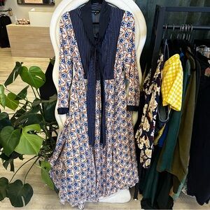 Sister Jane Navy and Orange Long Sleeve Dress